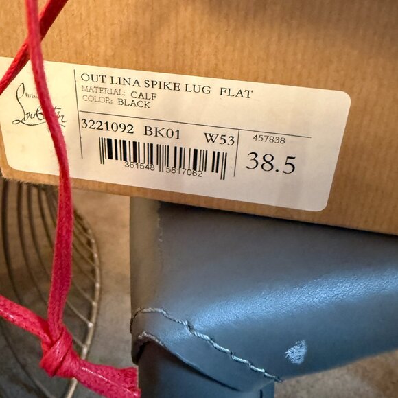 Christian Louboutin 3221092 Out Lina Spike Lug Black Calf Ankle Boot, 38.5 - Picture 12 of 16